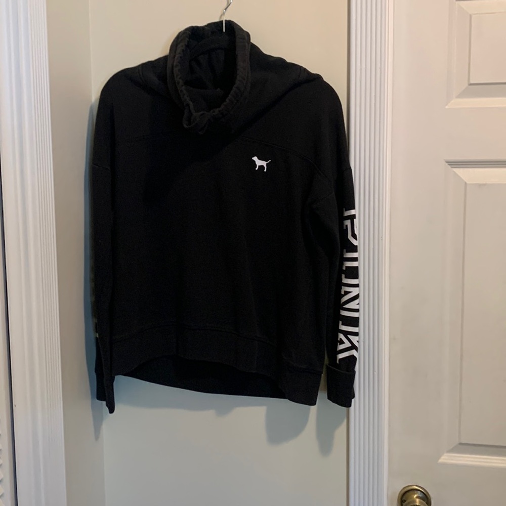 Victoria's Secret PINK cowl neck sweatshirt black/white S PINK VS sweatshirt